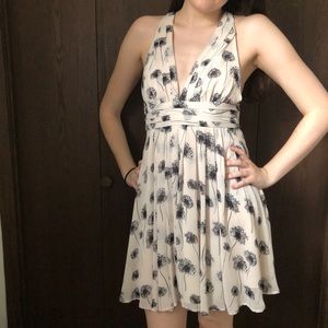 Kimchi Blue Dandelion Deep V Dress - Cream/Black